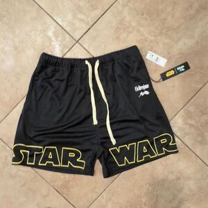 Civil Regime x Star Wars Black Mesh Shorts Yellow Logo NWT